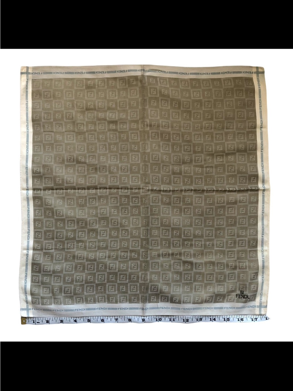 Fendi Beige and Cream FF Logo Square Scarf